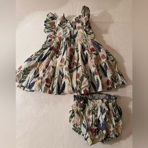 Pink Chicken, Floral Baby Dress with Bloomers, 3-6 months